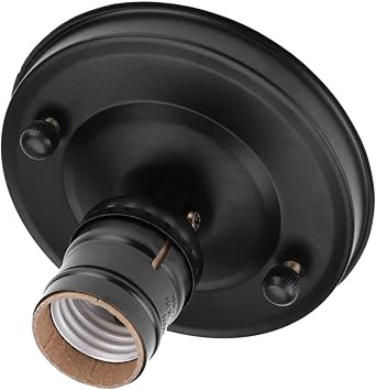 E26 / E27 Vintage Industrial Ceiling/Wall Light Base Holder Pendant Bulb Lamp Screw Socket (Black)