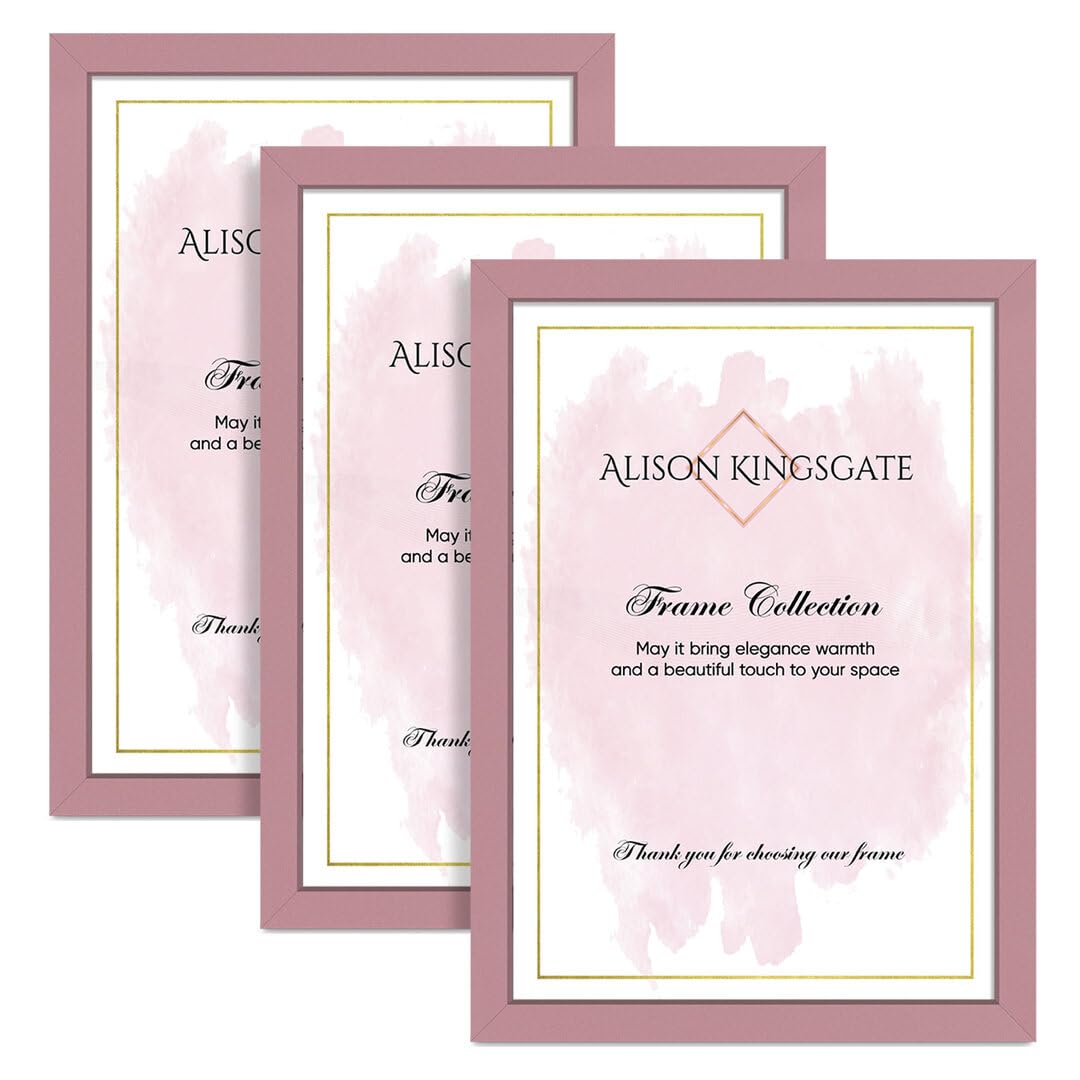 Alison Kingsgate 20X14 Pink Modern Photo Frames Pack of 3 - Engineered Wood Picture Frame with Perspex Front - Ideal for Certificates - Wall Mount or Tabletop - Multiple Sizes & Colors — image 1