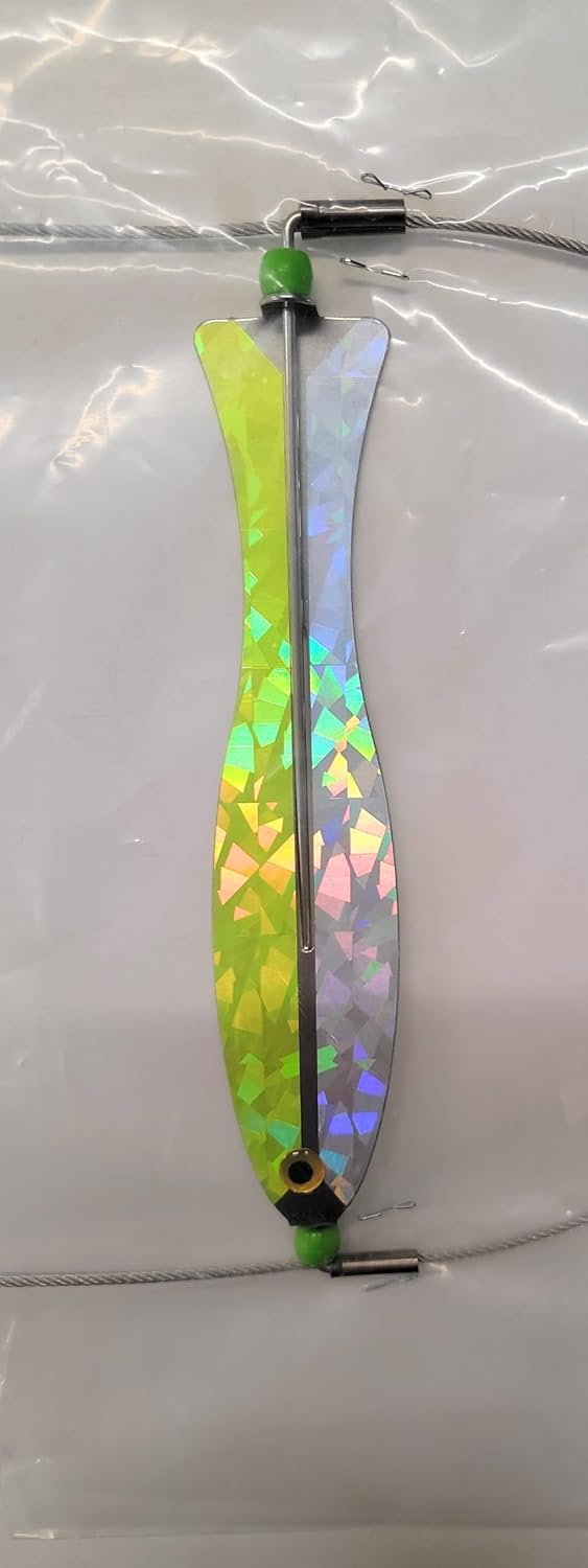 Rob Allen Crazy Chicken Spearfishing Flasher, 3-Tier Rigged Lure, Blue and Green