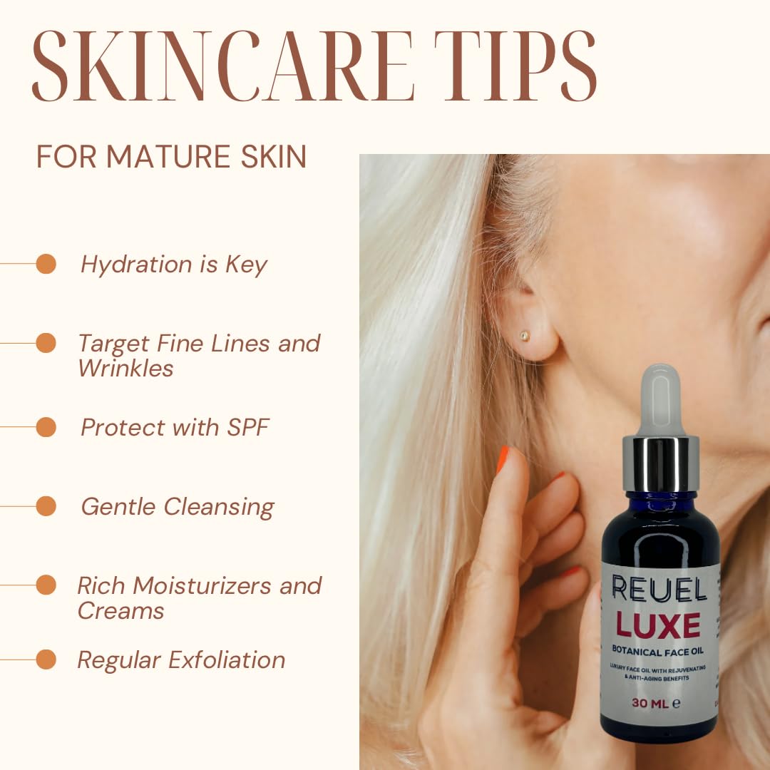 Reuel Luxe Botanical Facial Oil, Anti-Ageing Serum with Rosehip and Jojoba Oil, 30ml, 30 ml (Pack of 1) - Image 4