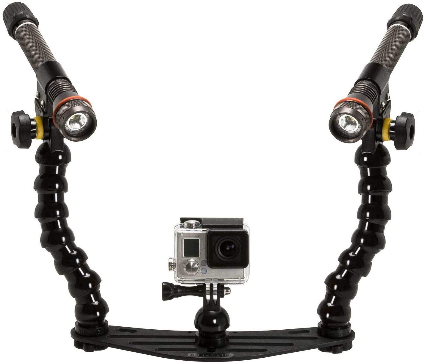 Pletina Universal para Action CAM y Cámaras Compactas para GoPro dji Osmo Vídeos y Fotos Submarinas con Brazos Flexible Adaptador YS para Flash y Focos FLEX-ARM ST20106