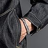 flintronic Mens Silver Bracelets,10mm Men's Strong Antique Silver Bracelet ,Fashion Retro 21cm Titanium Steel Simple Six-sided Flat Denim Bracelet #2