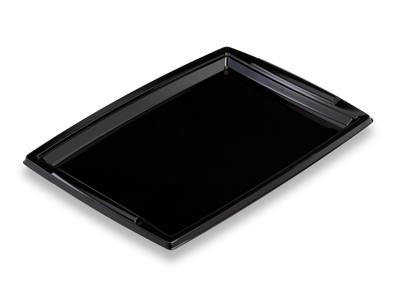 GUILLIN – festipack plc3625 N Cartone di 50 Piatto di Servizio Festivo Rettangolare con Manici, Plastica, Nero, 36 x 25,3 x 1,8 cm