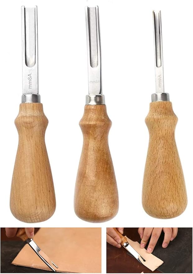 Leather Edge Skiving Beveler Tool Set, Wide Mouth Leathercraft Edge