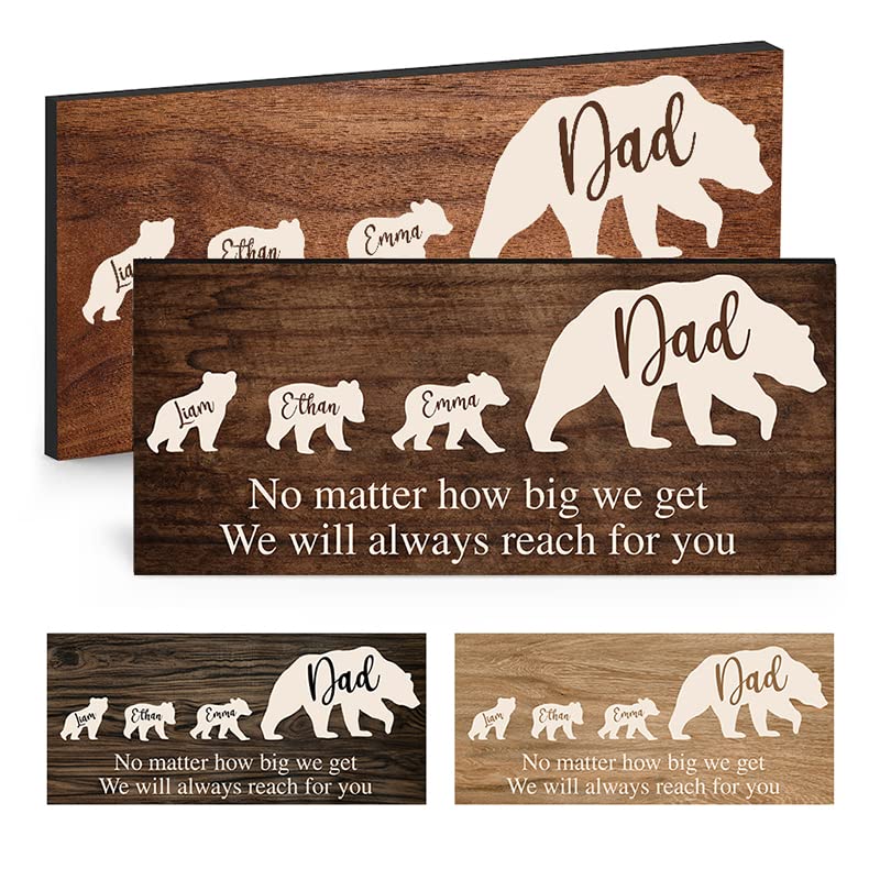 Personalized gifts for Dad wooden, Papa bear wood sign, We will always reach for you, Dad and kids bear wood plaque, Father day decor, Fathers day