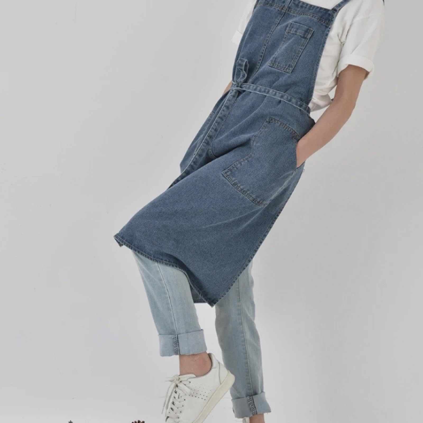 Cuisine Tablier Apron Toile De Coton Épaissie Denim Tablier Tache Résistant Ménage Cuisine Travail Uniforme Bavoir Taille Chef Barman Travail