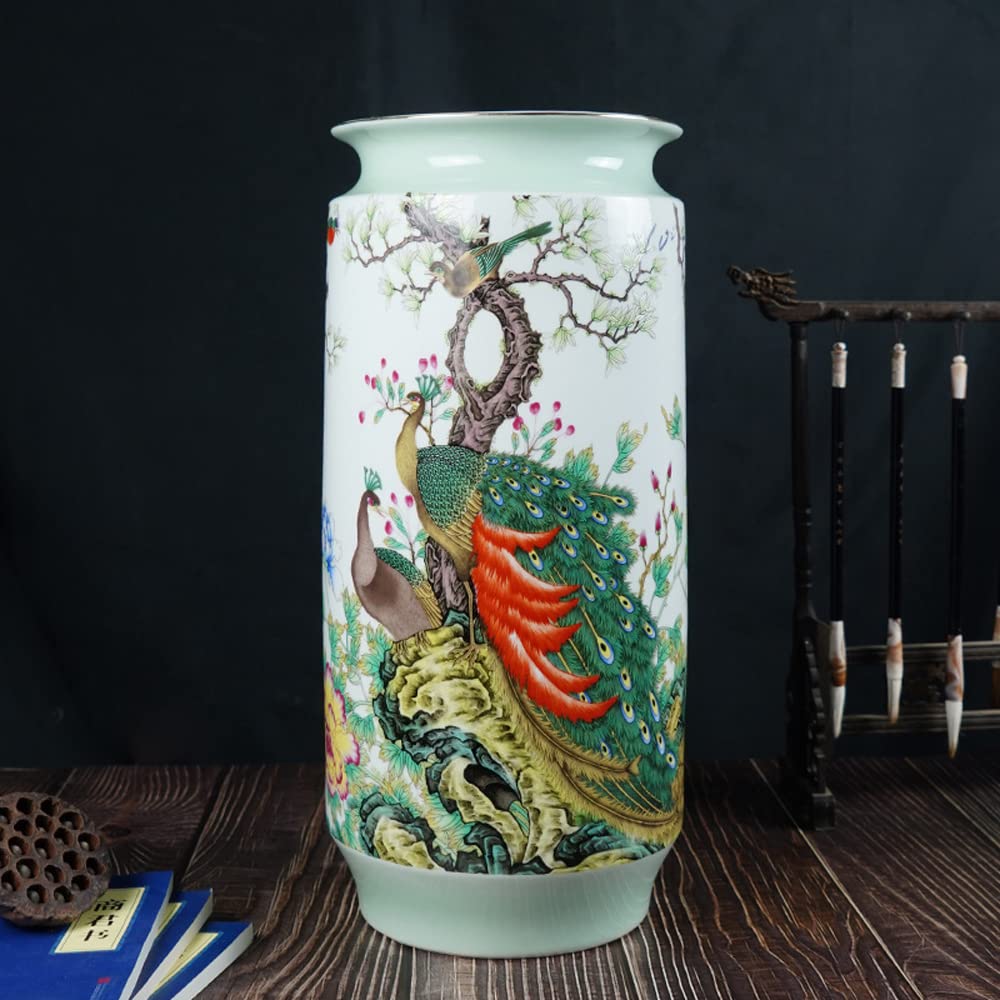 asdchZen Traditional Chinese Ceramic Decorative Jar Vase,Jingdezhen Oriental Handcrafted Porcelain Decro,Ceramic Vases For Art Home Decoration For Living Room Tv Cabinet Centerpiece De
