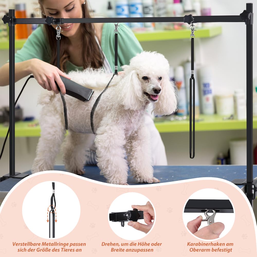 SMONTER Brazo para el cuidado de perros con abrazadera, brazo ajustable para el cuidado de perros con correa, artículo de cuidado ajustable en altura y anchura para perros y gatos