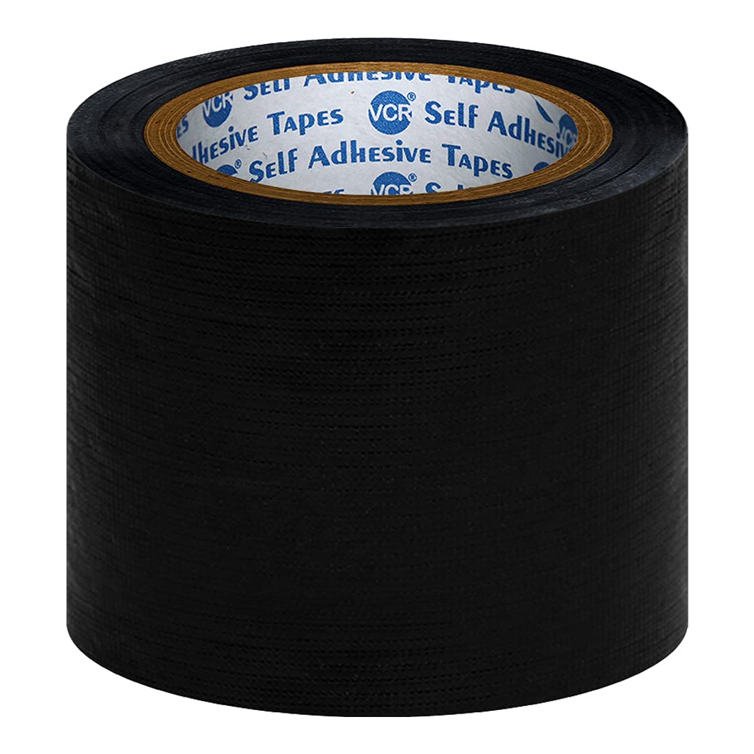 VCR Black Duct Tape - 18 Meters in Length 96mm / 4" Width - 1 Roll Per Pack - Strong Book Binding Tape - Waterproof Heavy Duty Duct Tape