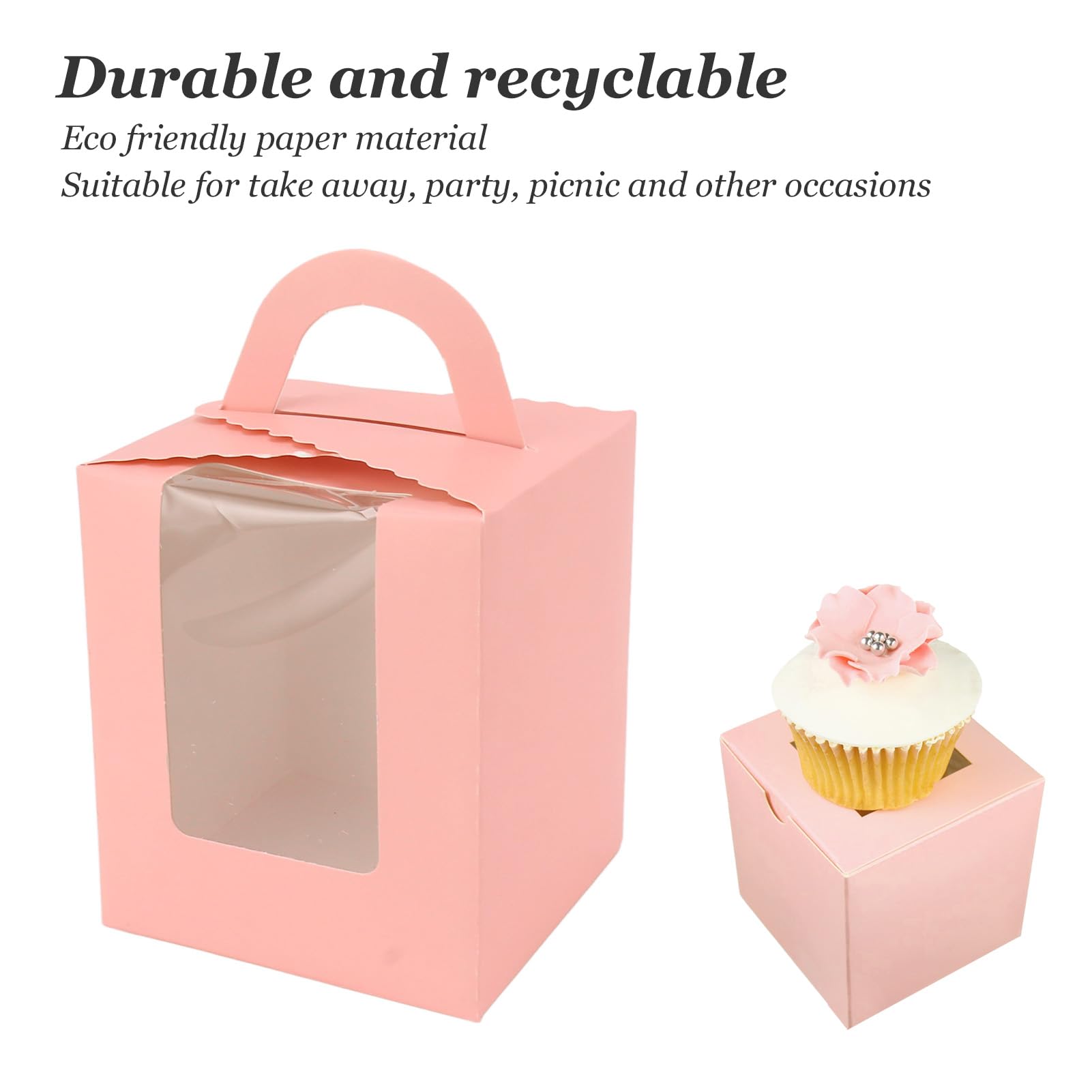 wexpw Scatola singola trasparente Mooncake, confezione da 50 scatole singole per mini cupcake, contenitori in plastica trasparente Mooncake, biscotti, muffin, quadrati, oro