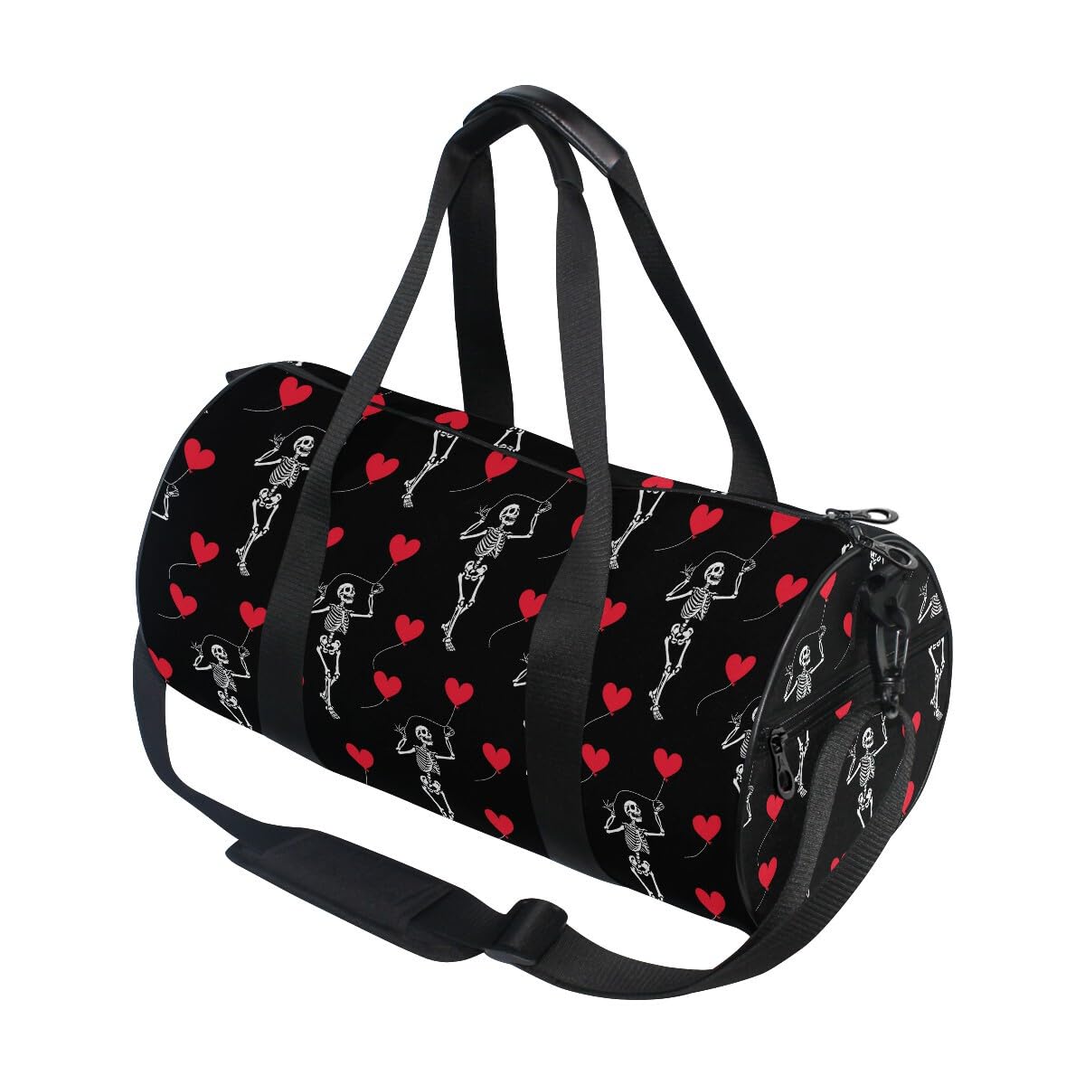 ALAZA Foldable Duffle Bag Womens Mens for Travel Sports Camping Yoga Swim, Romantic Skull Gothic Small Round Gym Bags with Shoulder Strap Top Handle โ image 1