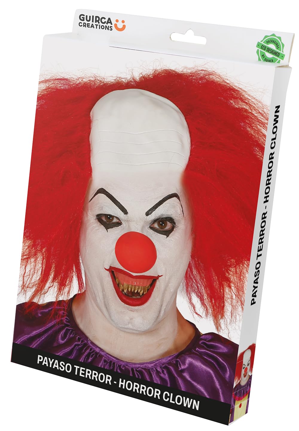 FIESTAS GUIRCA | Red Clown Bald Cap (One Size) - Wig for Circus Clown Fancy Dress and Halloween - Party Accessory for Adult Men - Ideal for Carnival and Events - Red