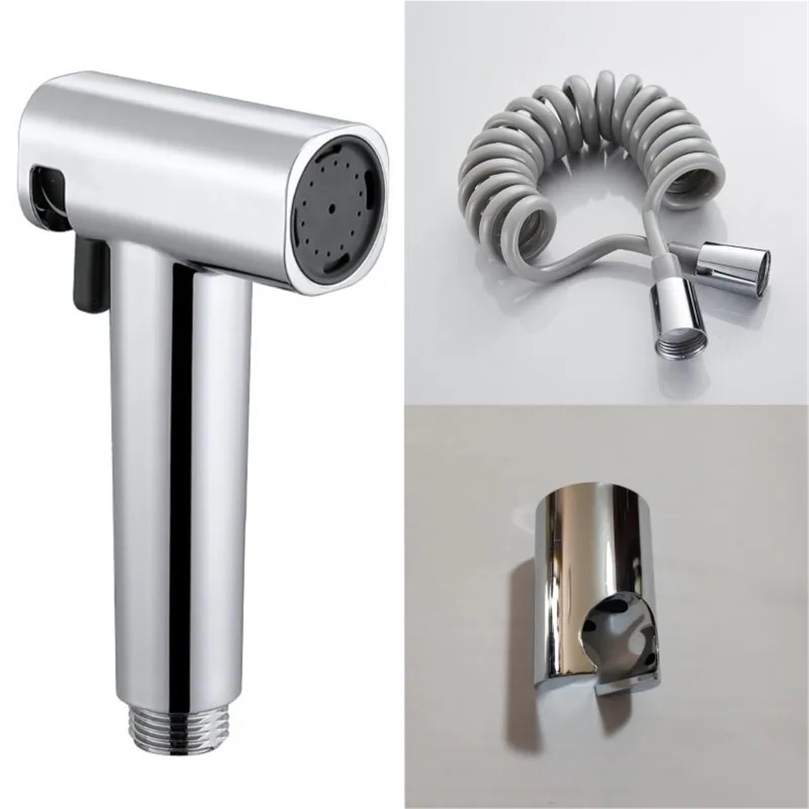 Bidé de Ducha higiénico portátil para baño, Inodoro, Inodoro, válvula de Chorro (Conjunto de PVC Gris)