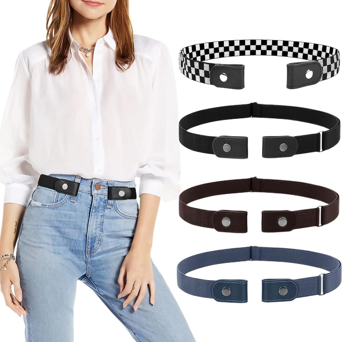 Cintura Elastica Senza Fibbia - 5 Pezzi Regolabile Per Jeans E Pantaloni, Unisex - Foto 4