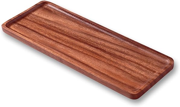 13.8 X 5.5in Solid Acacia Wood Serving Trays Rectangular Wooden Serving Platters for Home Decor, Charcuterie Board,Bathroom Vanity Counter Tray, Toilet Tank Tray 1