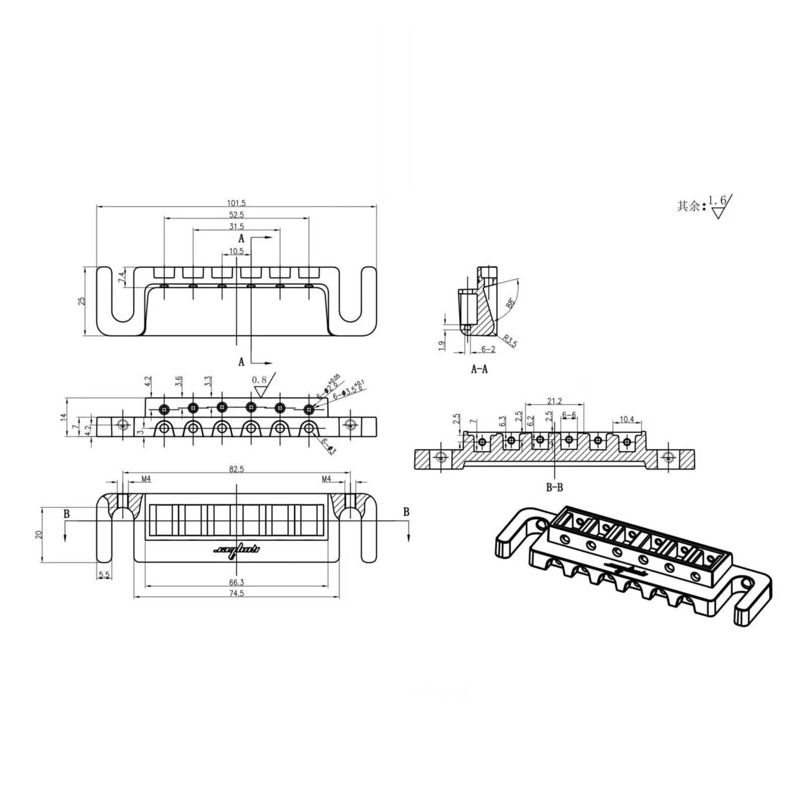 Juego De Accesorios Para Instrumentos De Puente Y Cordal De Guitarra Puente De Guitarra Profesional(BK)