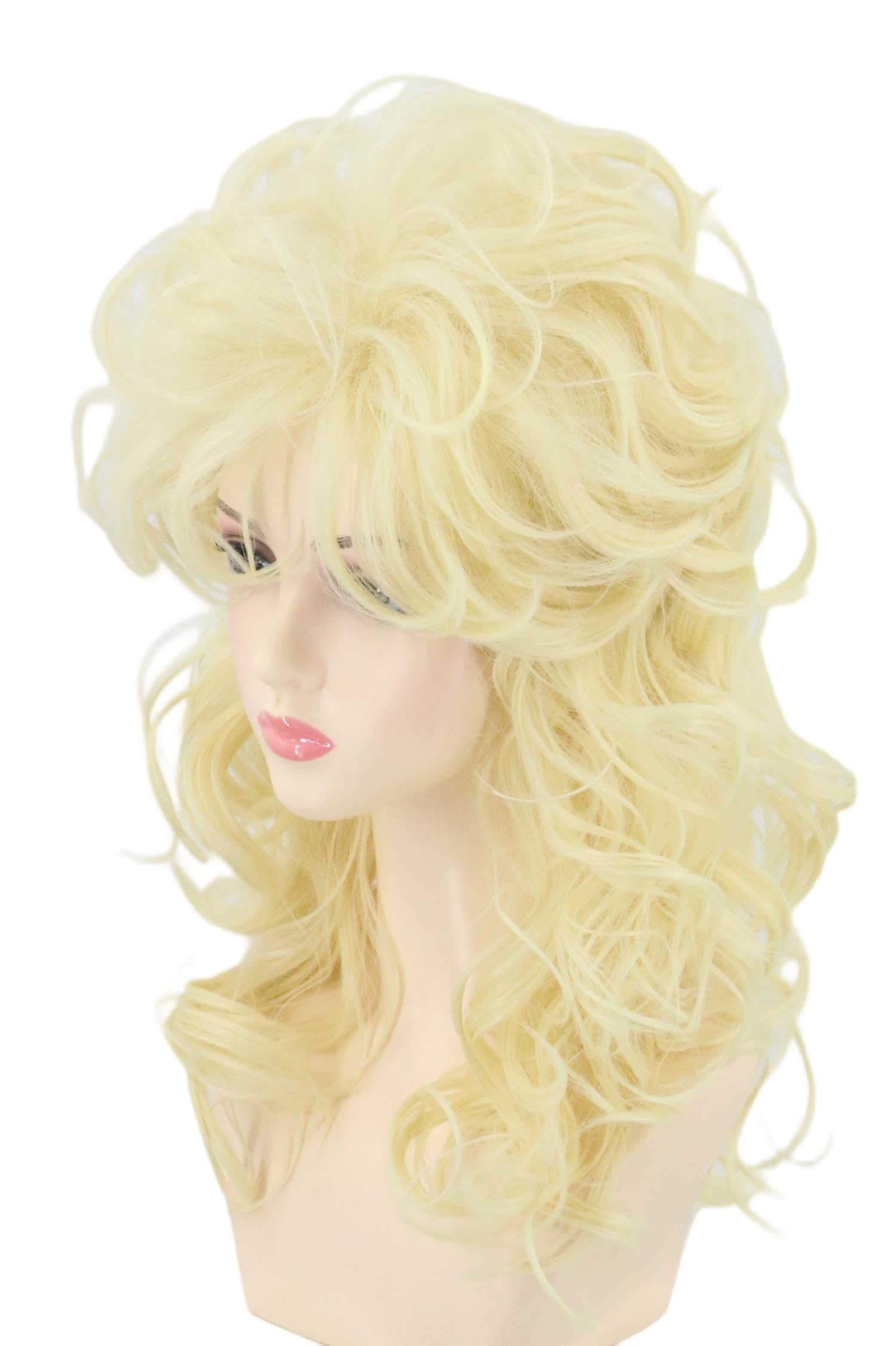Topcosplay 70s 80s Wig Women Blonde Retro Curly Wig Disco Halloween Cosplay Costume Wig (Blonde-88#), 21-23.5 inches