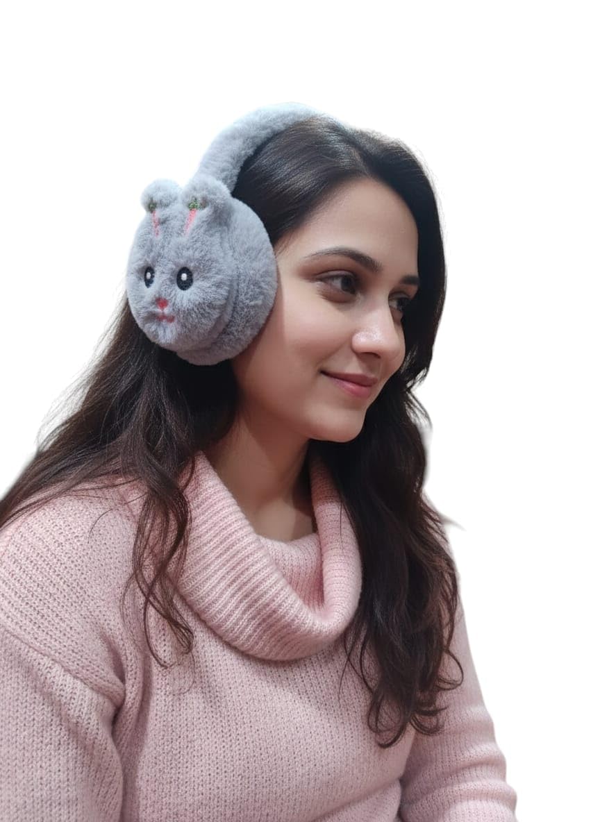 Women Plush Animal Earmuffs, Ultra Soft Cartoon Ear Warmer, Cute Winter Ear Cover with Adjustable Band for Outdoor Travel and Daily Use (Multicolor)