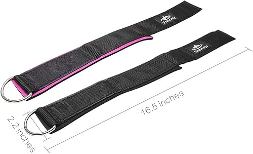 Miniatura 6 de Correas de tobillo para muñeca, 0.217 in, acolchado de neopreno, anillo en D grande para máquinas de cable, fitness, piernas y ejercicio, accesorio