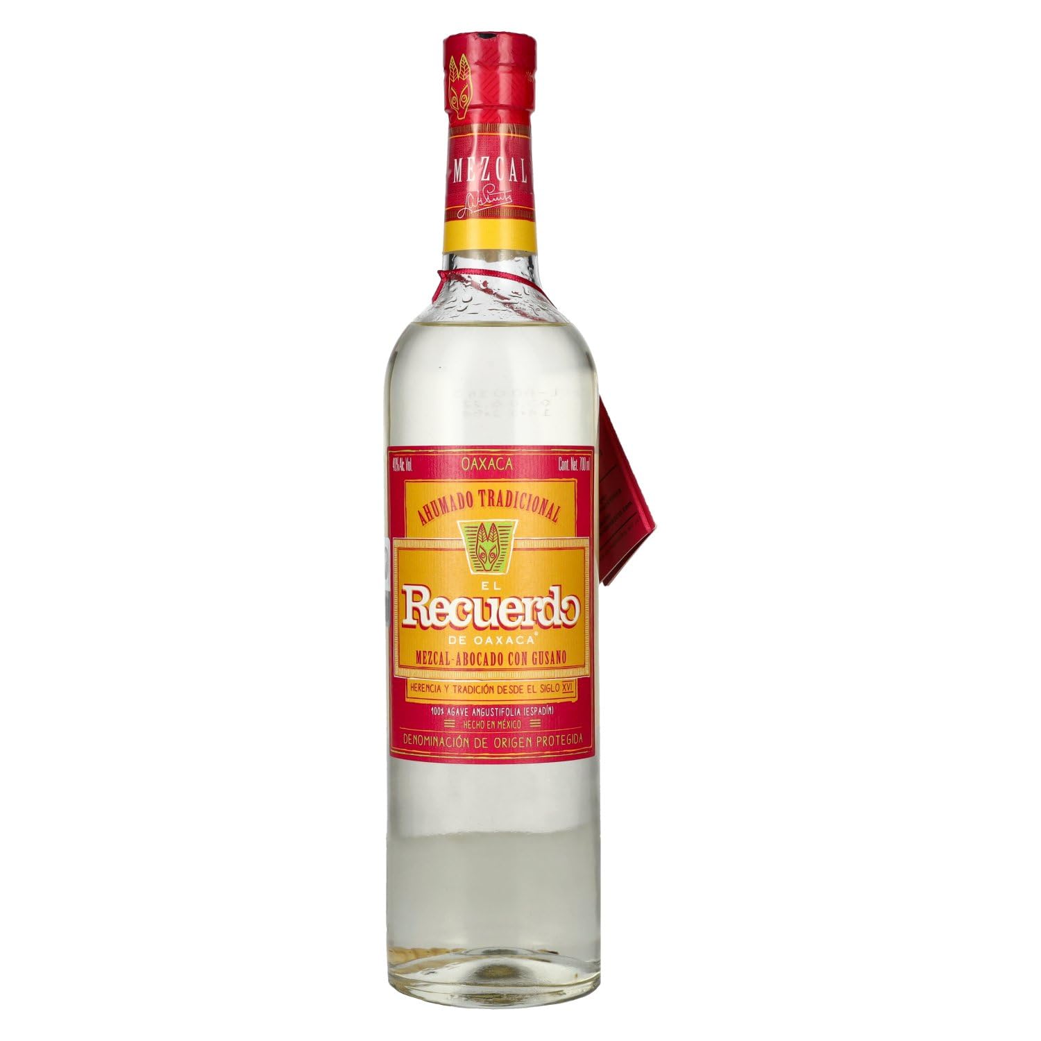 El Recuerdo Mezcal Abocado Con Gusano, unaged with agave worm! 40% abv, 70cl