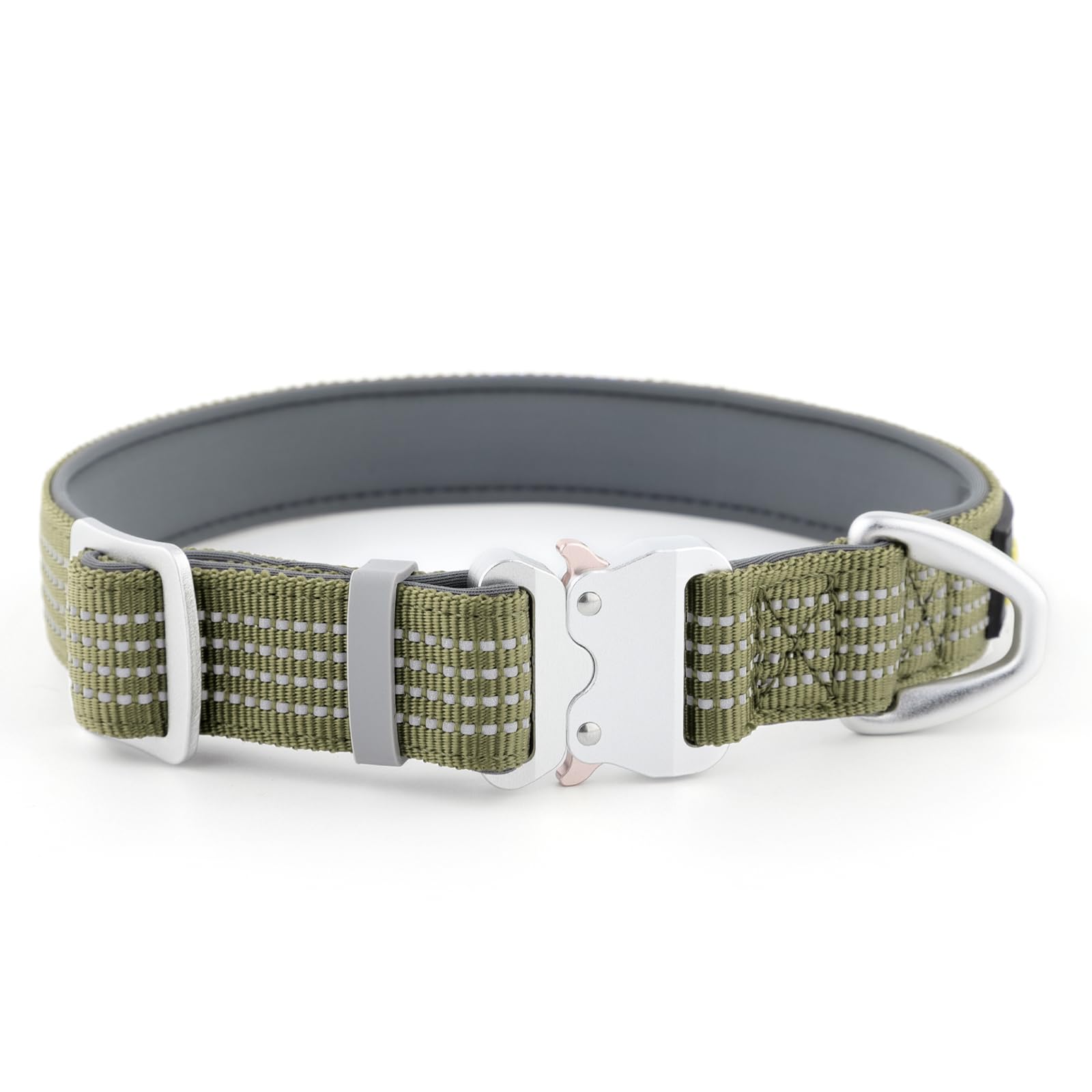 Plutus Pet Reflective Dog Collar with Aviation Aluminum Buckle, Neoprene Padded for Comfort, Lightweight, Heavy Duty Nylon Collar for Puppy Small