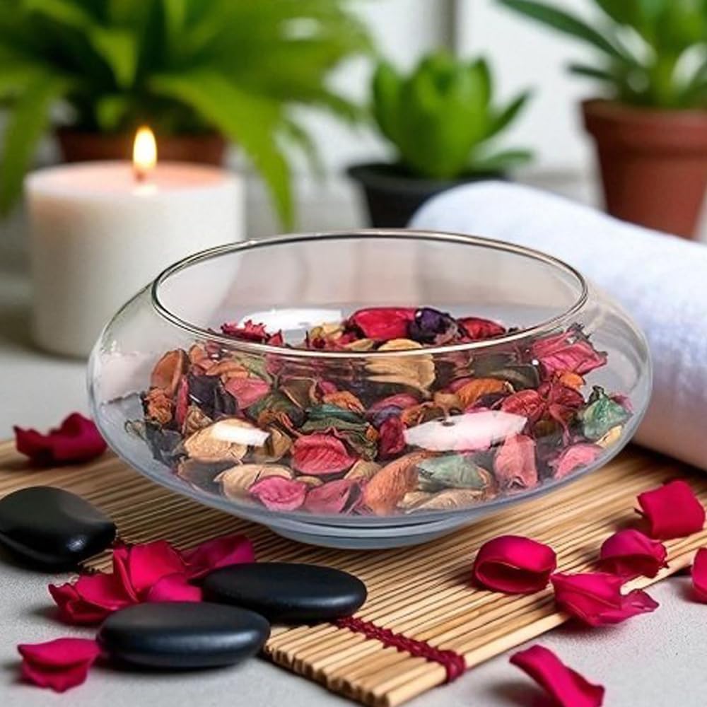 Mahganya Decorative Glass Urli Bowl (Pack of 1,8 Inch) Decorative Bowl for Floating Flowers and Tea Light Candles Home,Traditional Urli Bowl, Diwali Urli, Gift for Diwali, Terrarium,Planter(Clear)-image-22
