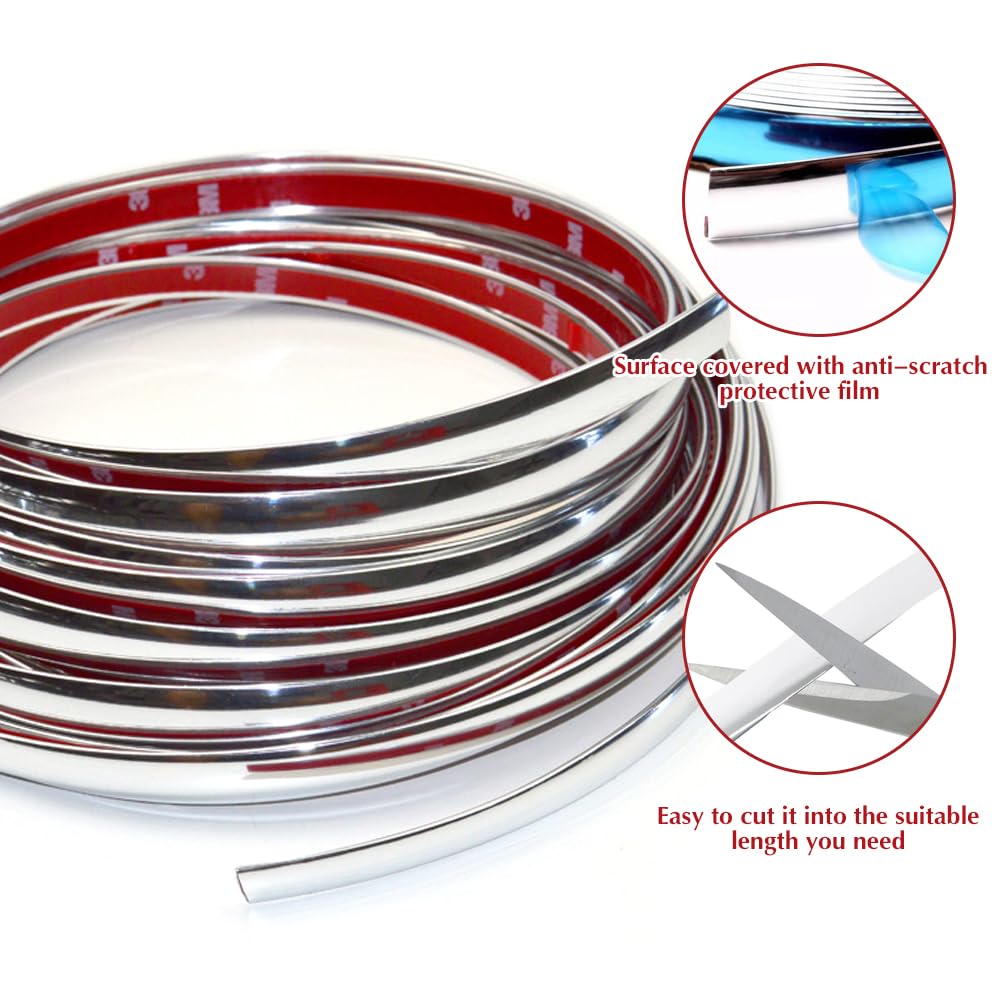 Chrom Zierleiste Auto 10mm X 15m - Selbstklebende Chromleiste Für Türen & Fenster