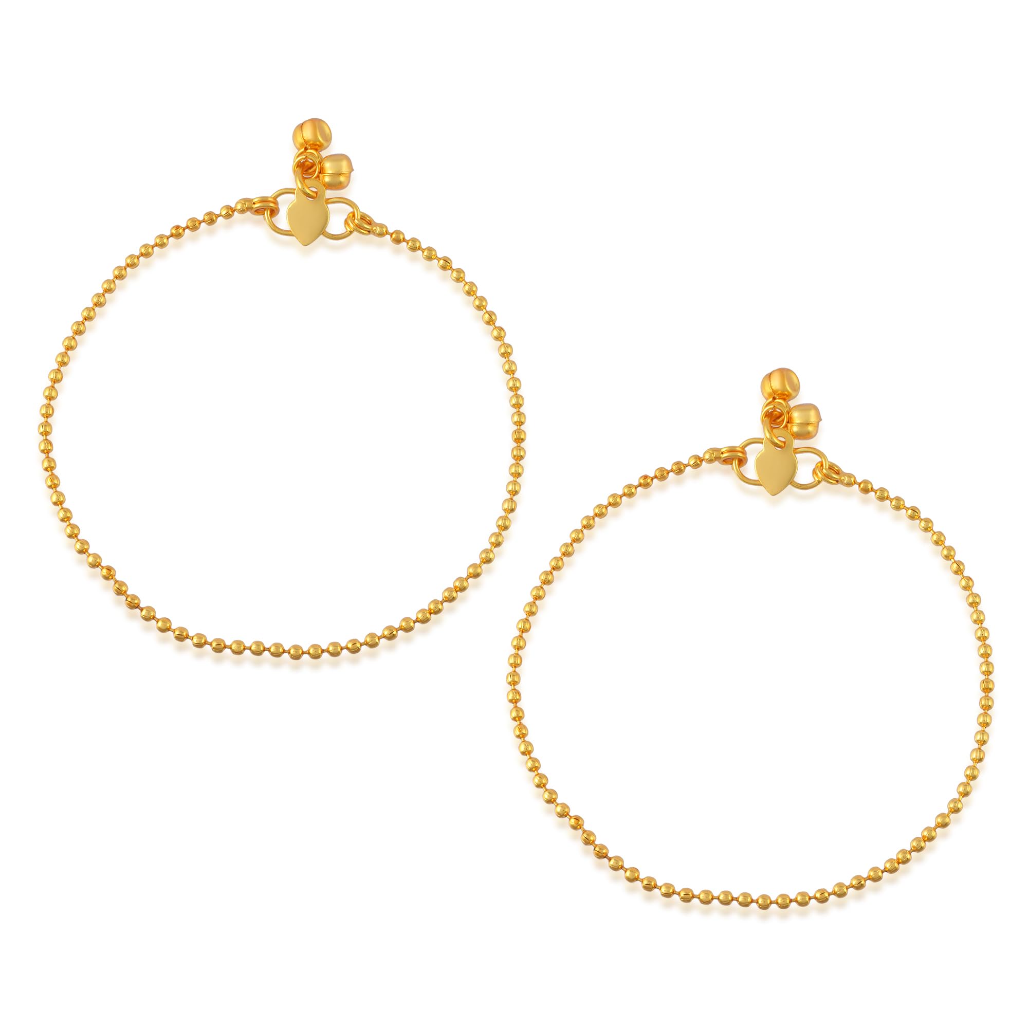 Brass 24KT Gold Plated Ball Bead Anklets for Women Traditional Payal pajeb wedding bridal wear (SST1657AKSV)-image-22