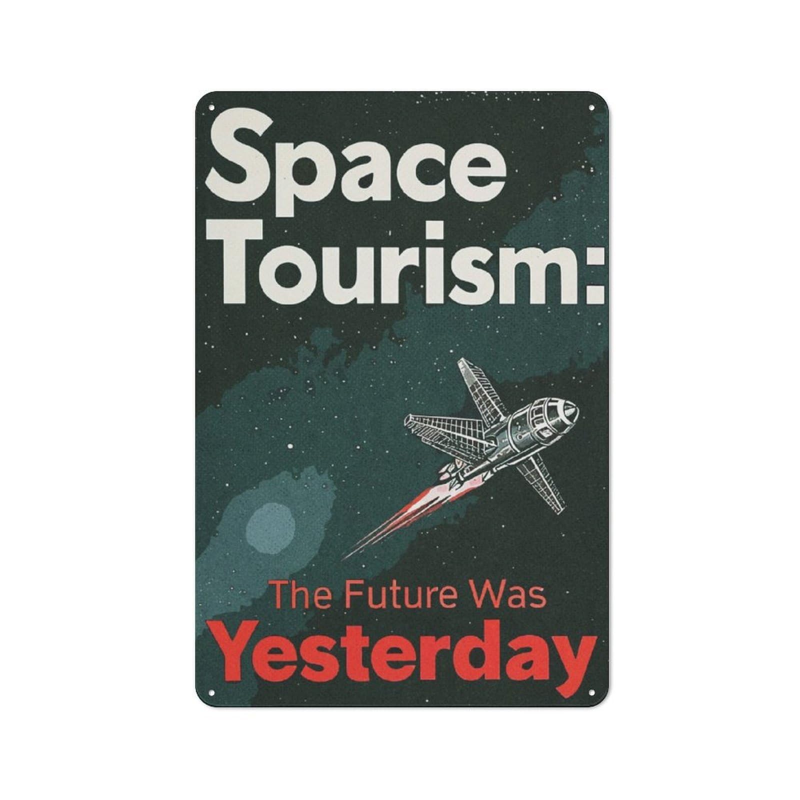 Junmoney Space Tourism For Hobby Room Or Studio, Retro Tin Sign 30X20cm, Gift For Creative Interior Collectors During The Christmas Season