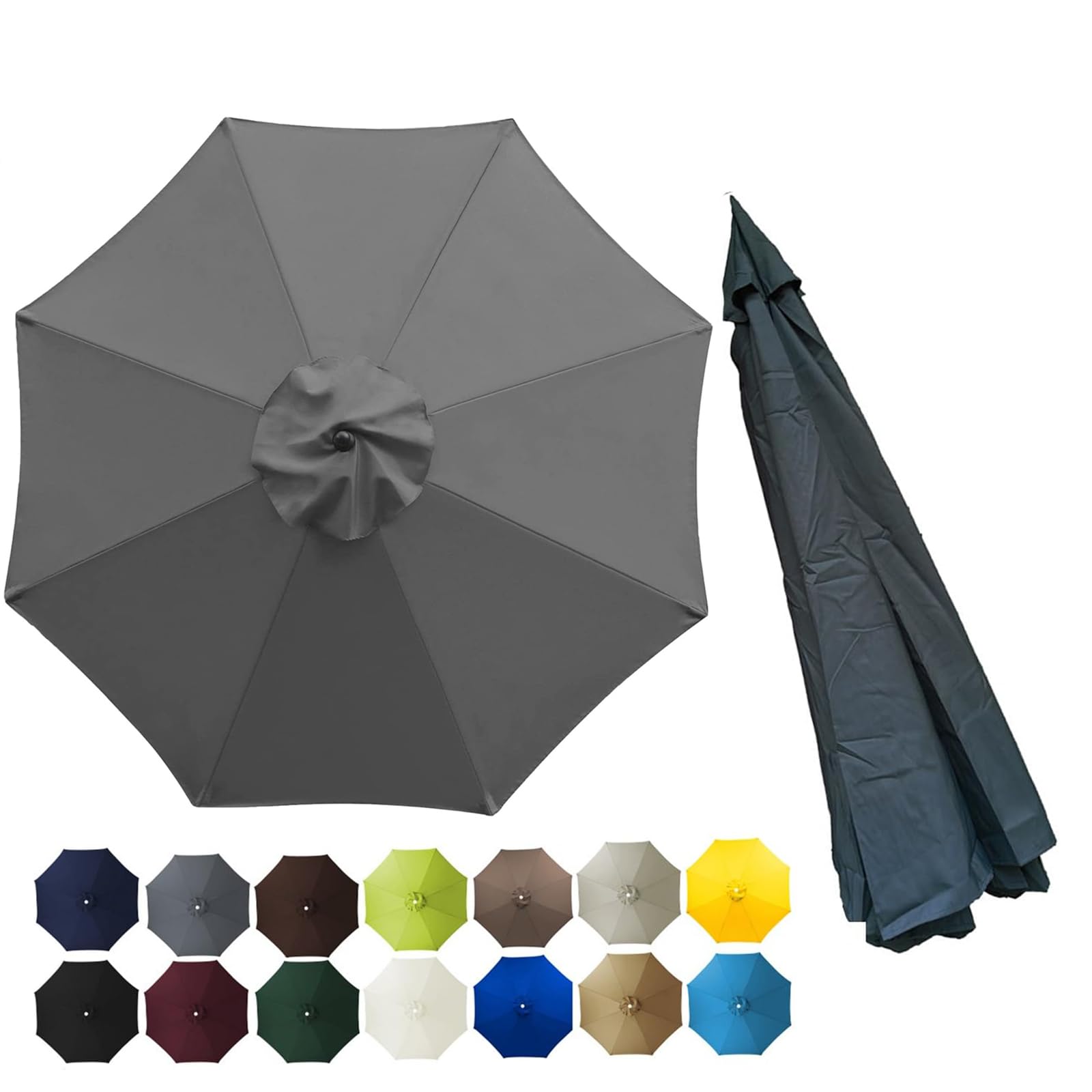 Toile de rechange pour parasol 2.7m 8 bras gris déporté