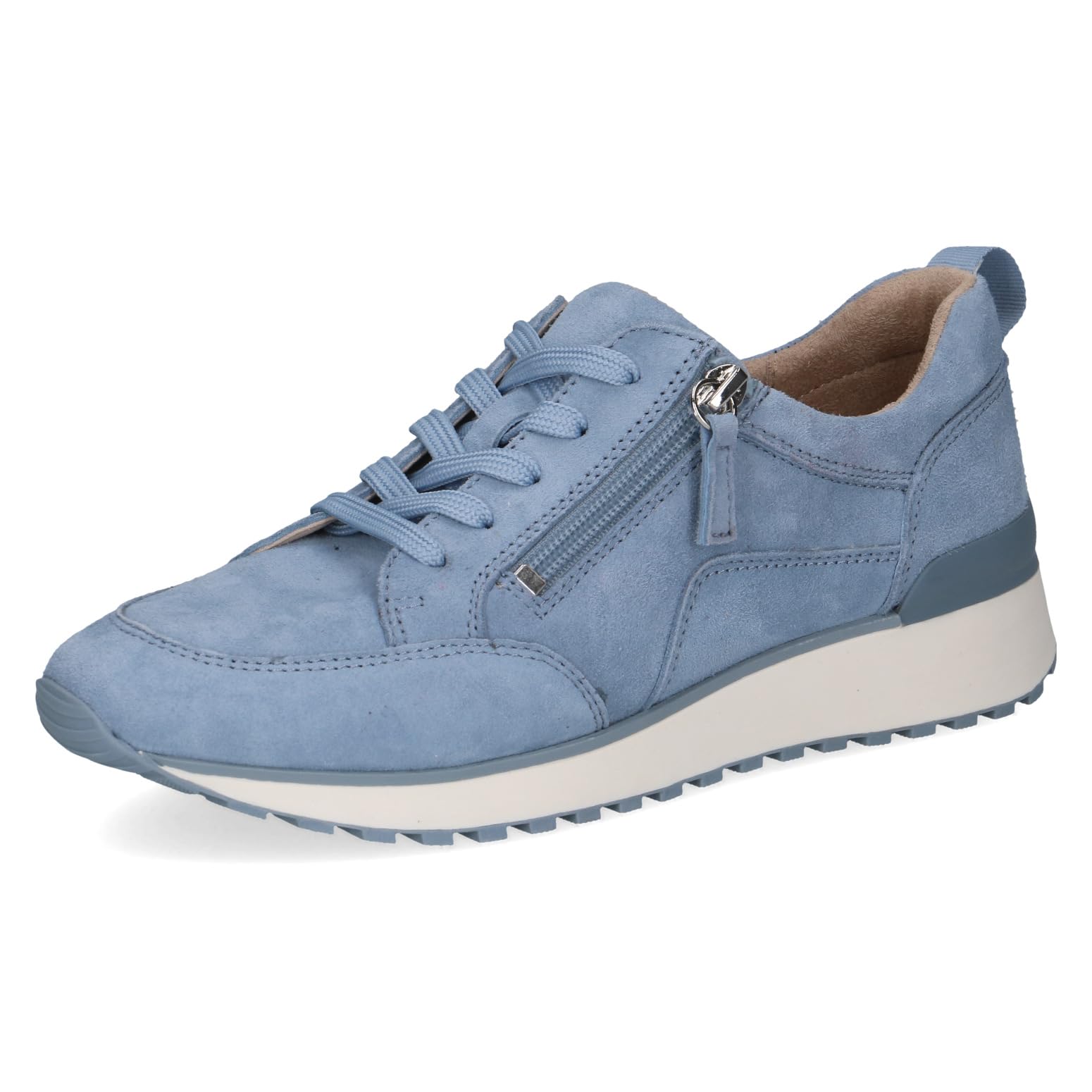 CAPRICE Women's Leather Sneakers, Blue (Blue Suede), 7.5 UK