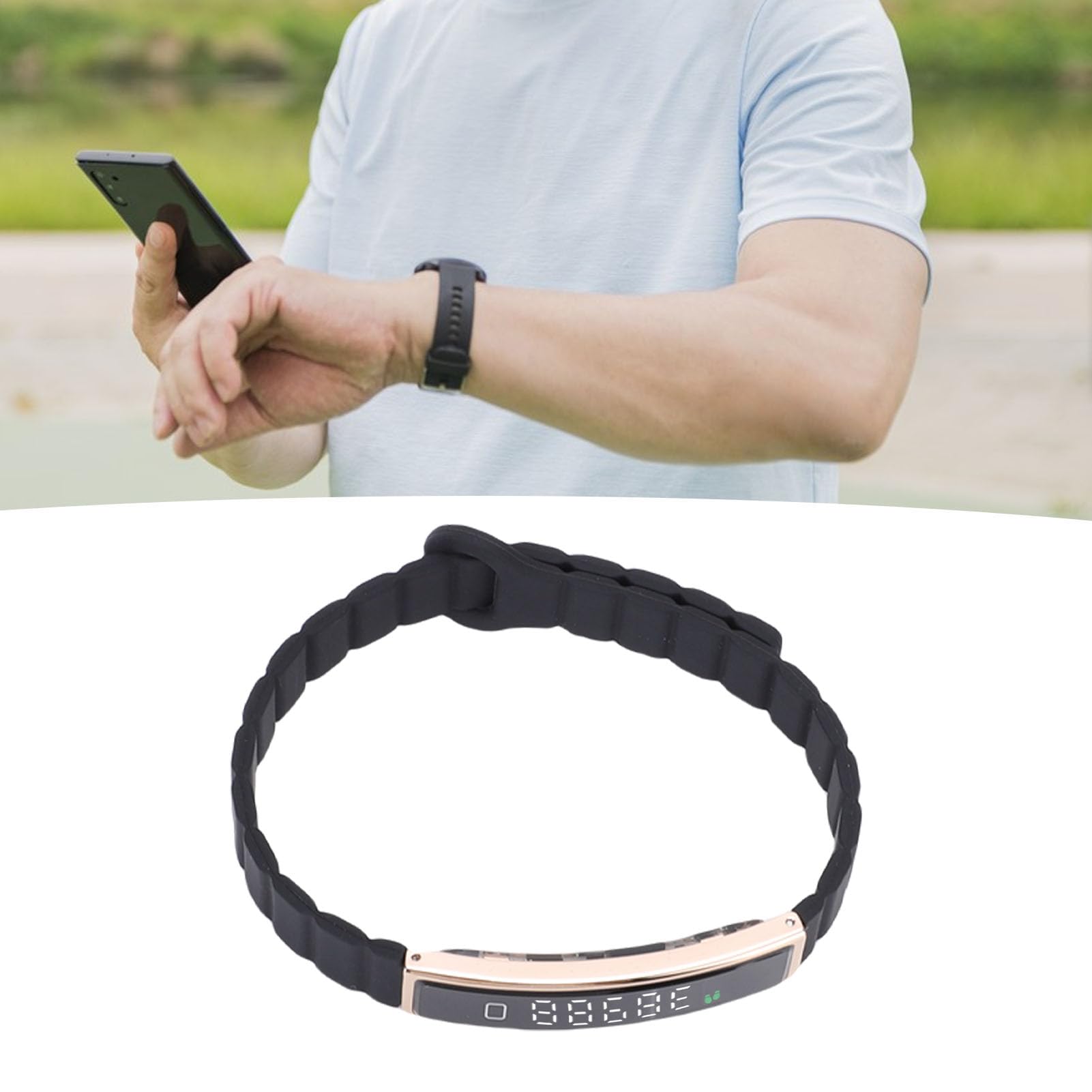 Annadue Slimme Armband met Stalen Polsband, Bluetooth-fitnesstracker