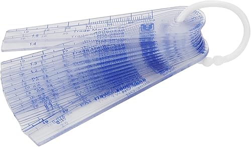 Miniatura 7 de Herramienta de medición de espacio métrico de 0.002 in a 0.118 in de calibrador de espesores de plástico 21 hojas