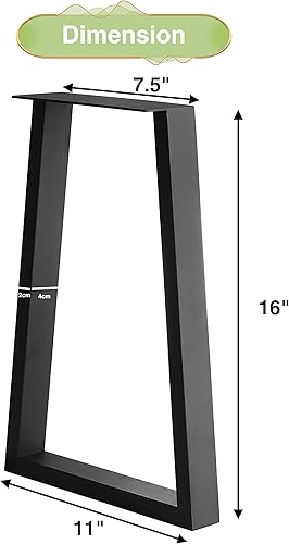 Miniatura 2 de 16" Metal Furniture Legs with Adjustable Feet Desk Legs Iron Desk Legs Coffee Table Legs Bench Legs, DIY Furniture Legs for Side Table, Nightstand,