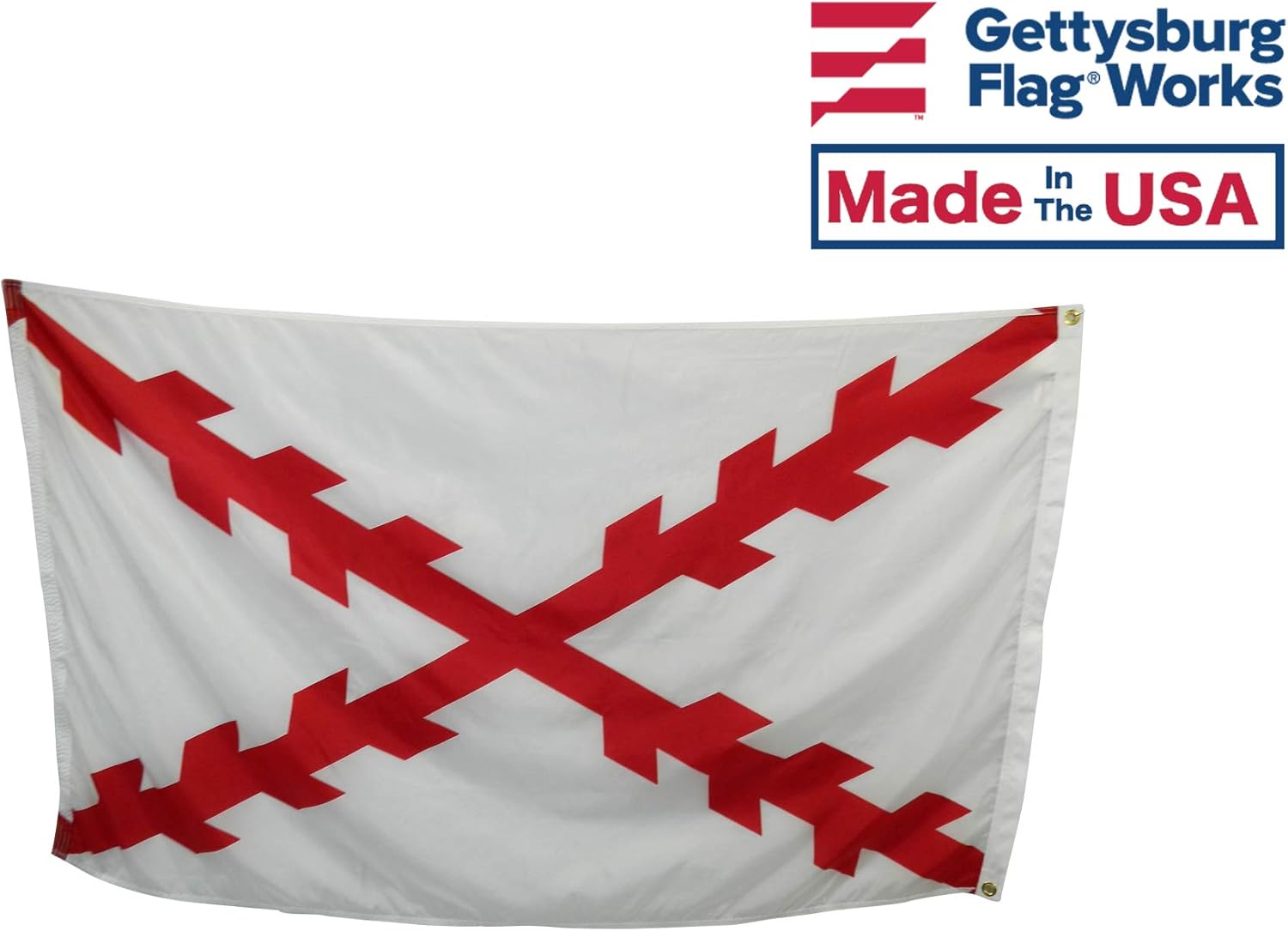 3x5' Spanish Cross of Burgundy Flag, Durable All-Weather Nylon, Reinforced Fly End Stitching, Proudly Made in the USA