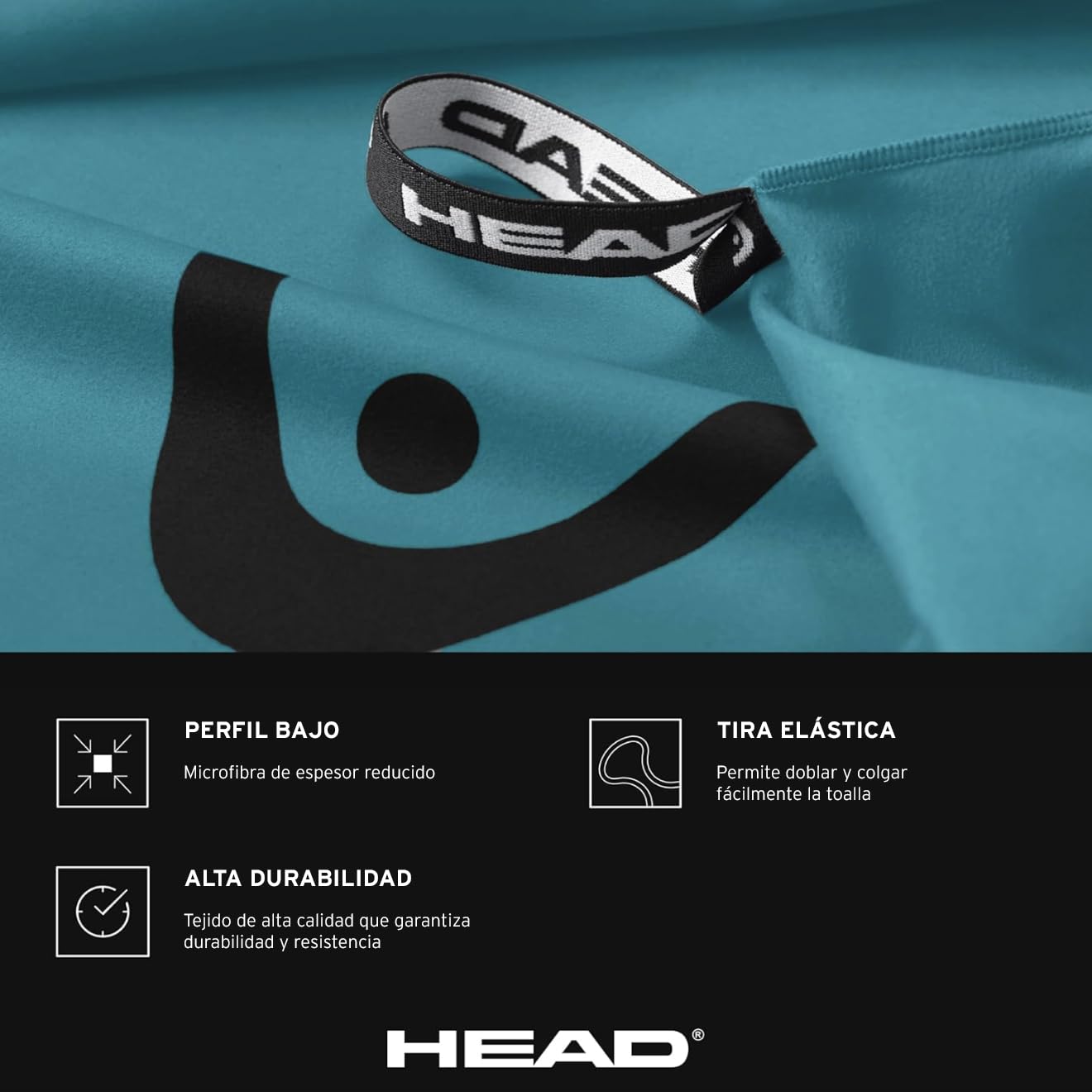 Head Active - Toalla Microfibra con Elástico, Toalla Baño Ideal como Toalla Gimnasio Hombre Mujer Suave Ligera Secado Rápido, Toallas Baño Absorbente Ahora Espacio, Toallas Lavabo y Gym Multiuso — view 4