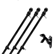 Stainless Steel Flag Pole, 6 ft / 1.8 M 5 Section Black Flagpole Kit with 360 Degree Rotating Bearing, Outdoor Wall Mount Design, Adjustable Height, Threaded Connections and Installation Accessories