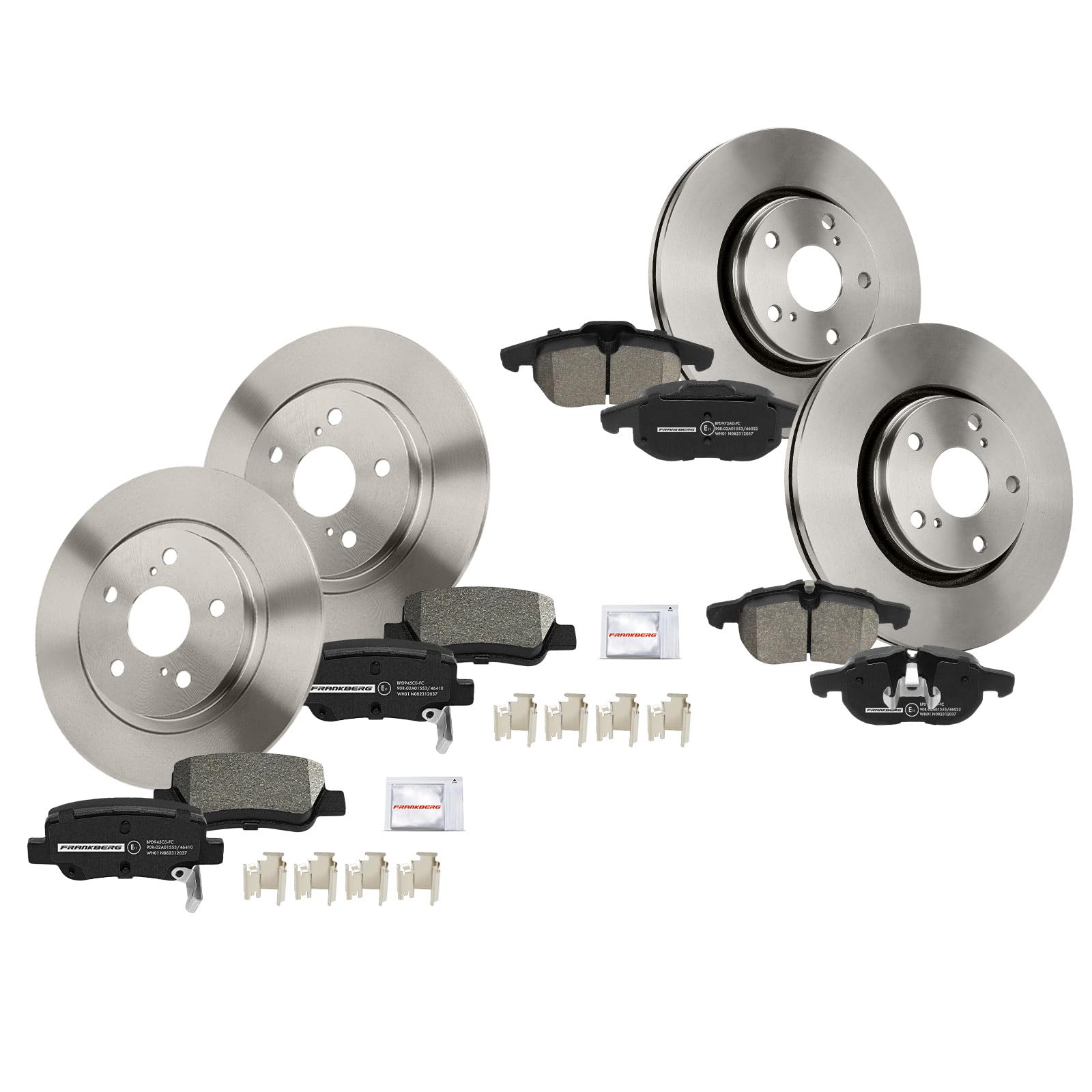 Frankberg Set freni incl. 4x Dischi Freno + 8x Pastiglie dei Freni Anteriore Posteriore Compatibile con Avensi.s Station Wagon T27 Avensi.s Berlina T27 Replace# 0446502170, 04465YZZEE | 04465YZZEE; Compatibile con: A.v.e.n.s.i.s Estate T27, A.v.e.n.s.i.s