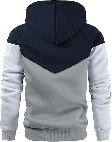 Vista 2 de Niceif Sudadera con capucha de forro polar de peso medio para hombre, casual, bloque de color, con bolsillos