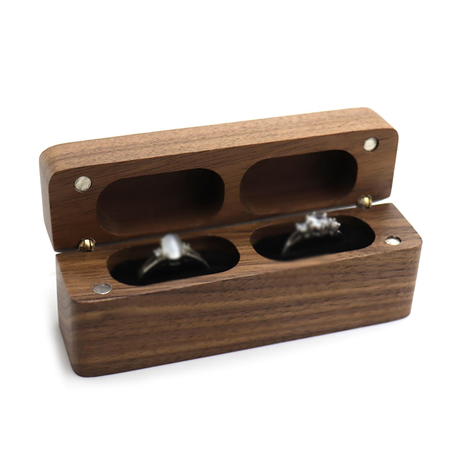 DUMRALBQE Wooden Ring Box Long Bar Pair Ring Box Magnetic Small Earring Organiser for Storage and Placement(Noir)