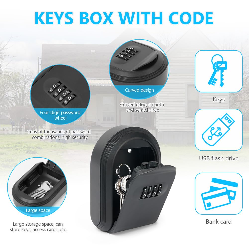 Outside Key Box Drill Screwdriver Bits Large Key Safe Box Wall Mounted Outdoor Key ...