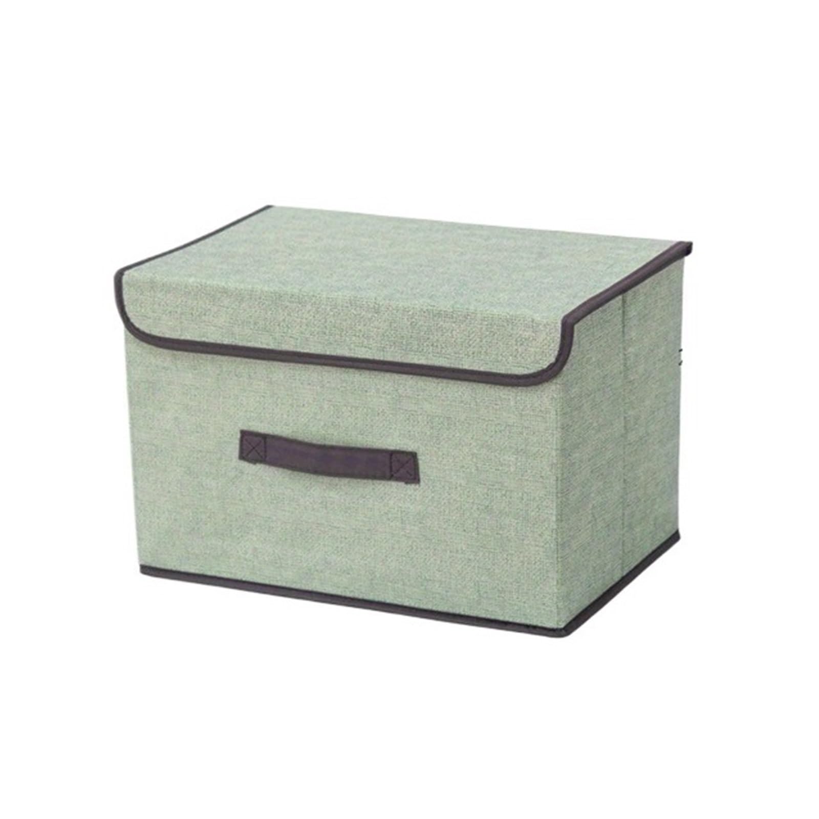 EWUHYFP Storage Boxes 1pc Imitation Linen Fabric Storage Box Foldable Portable Dustproof Bin With Lid Clothes Sundries Organizer(Green-L)