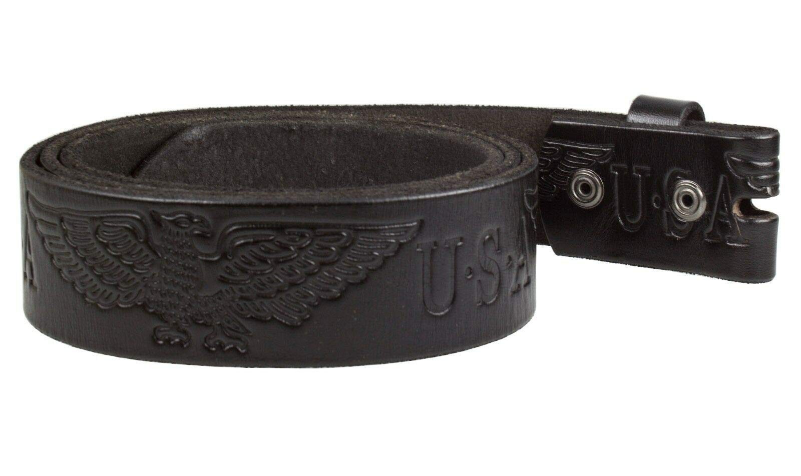 Unisex Full Grain Genuine Leather Eagle Belt Strap Without Buckle (30-32 (S))