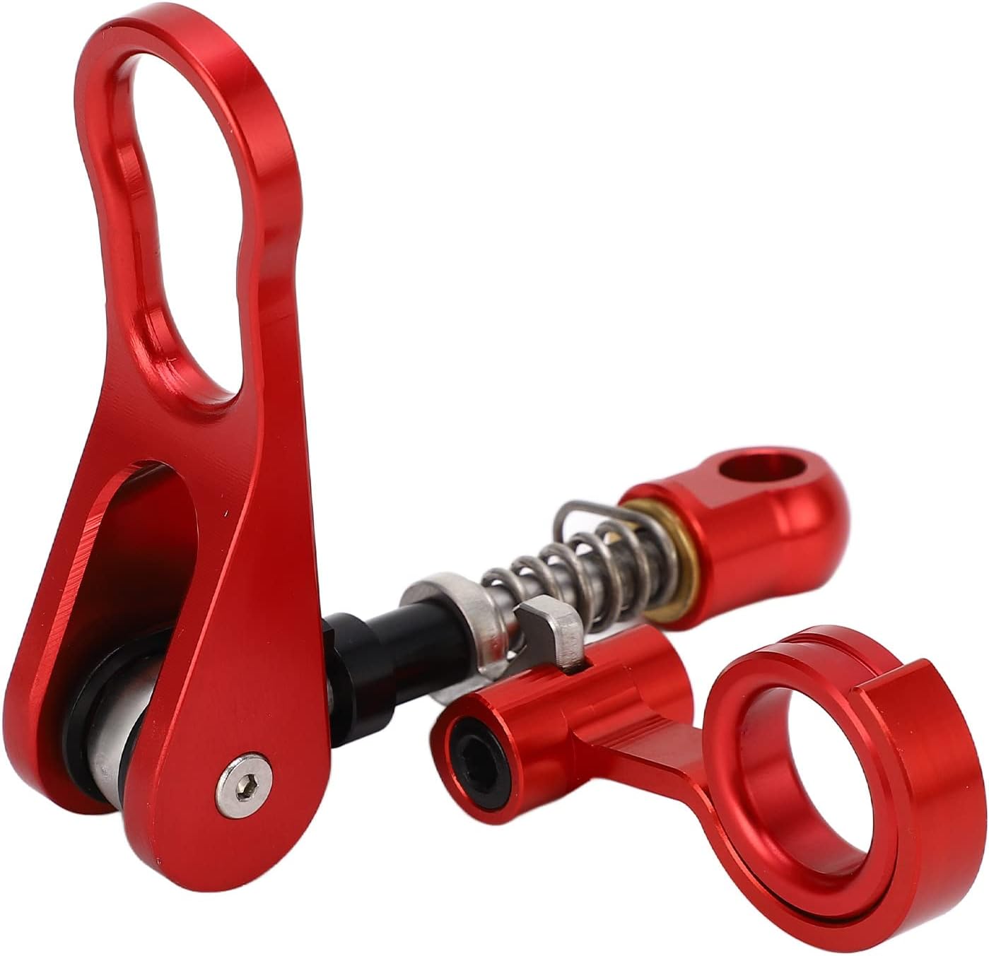 Quick Release Bike Seatpost Clamp Handle And Rear Frame Clip, Aluminum Alloy Seatpost Clamp for Folding Bike, CNC Machined Lightweight Durable Bike Seat Pipe Clamp with Fi (Red)