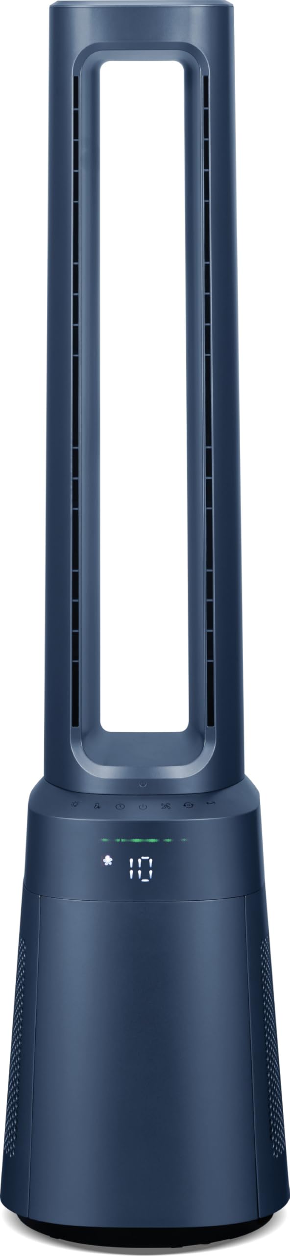 წინა view of the Ströme Gliding Grille Bladeless 2-in-1 Tower Fan and Air Purifier