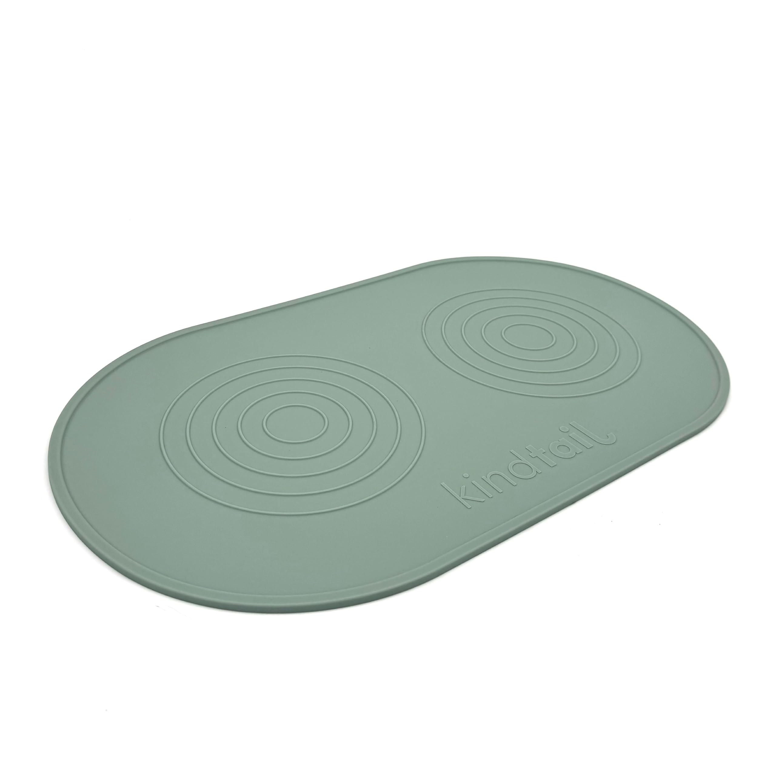 KindTail Dog & Cat Food Mat - Waterproof, Food-Grade Silicone Pet Placemat for Feeding & Water Bowls - Raised Edges Protect Floors - Non-Slip Grip - Dishwasher Safe - 19 x 11 Inches, Light Green