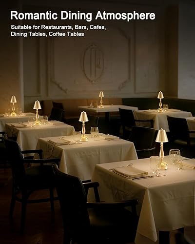 Miniatura 2 de UMEXUS Pequeña lámpara de mesa LED inalámbrica, funciona con pilas, lámpara recargable para cena de restaurante, luz táctil regulable de 3 vías, luz