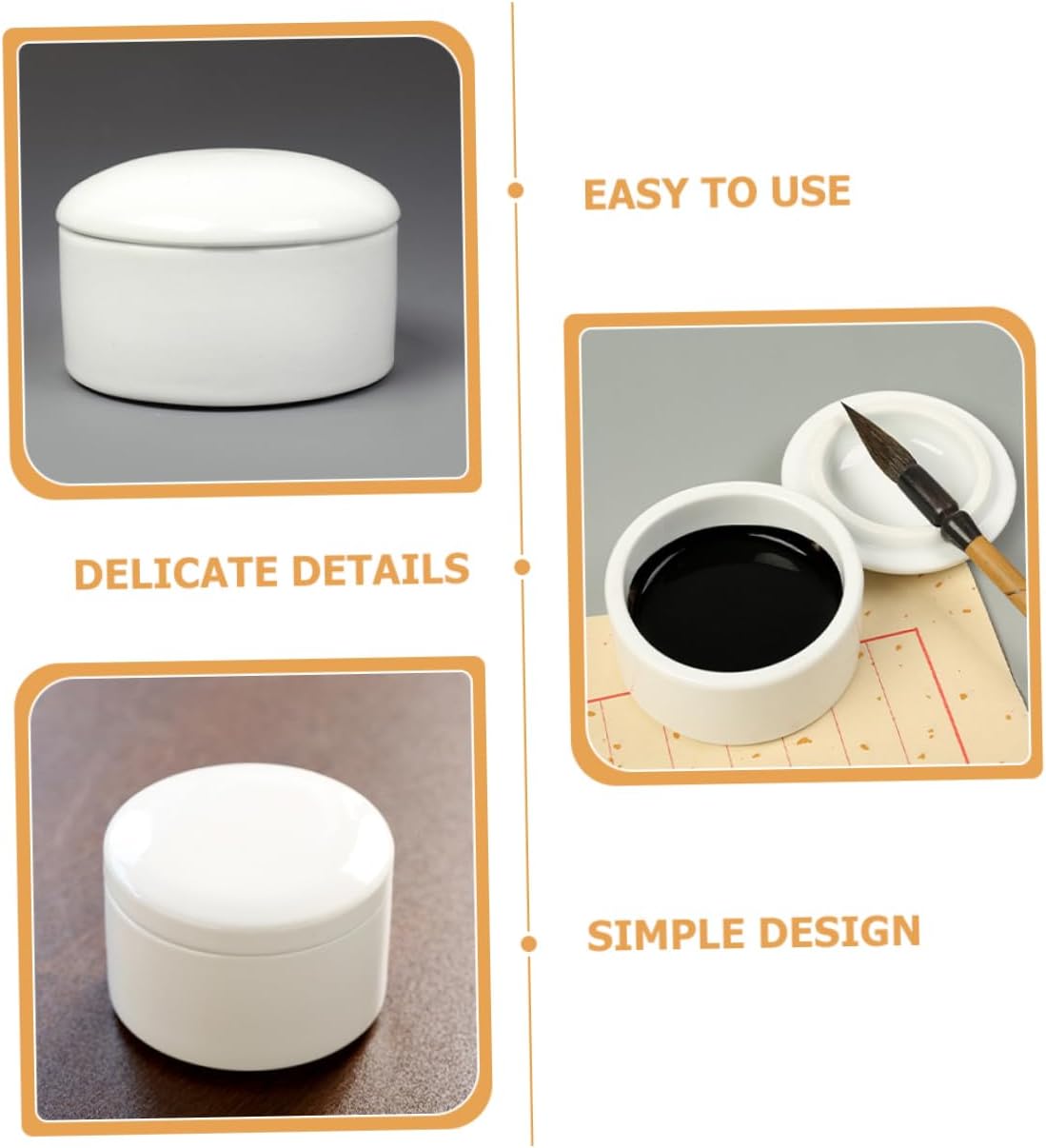 Ceramic Lidded Inkslab for Writing and Calligraphy Beginners