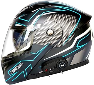 SHXP Bluetooth-integrierte Motorradhelme volles Gesicht modular mit Zwei Visieren Motorcross-Helme eingebaut