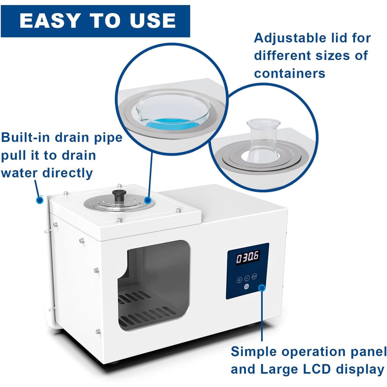 Baño María De Laboratorio, Calentador Termostático RT-95 °C con Ventanas Visibles, Bomba De Agua - Caudal 6 L/min, Gran Capacidad 8 L, para Secado Y Concentración De Muestras Químicas